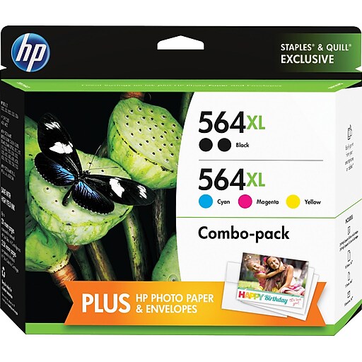 HP 564XL High Yield Black and C/M/Y Color Ink Cartridges, CVP Value