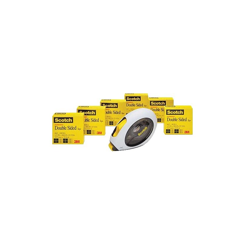 Scotch Double Sided Tape with Applicator Value Pack, 1/2" x 25 yds., 6 Pack (665-6-160) image 1