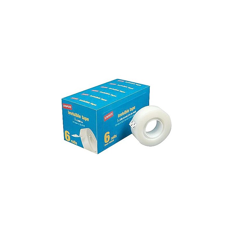 Staples® Invisible Clear Tape Refill, 0.75" x 36 yds., 1" Core, Transparent (52380-PK6) image 1