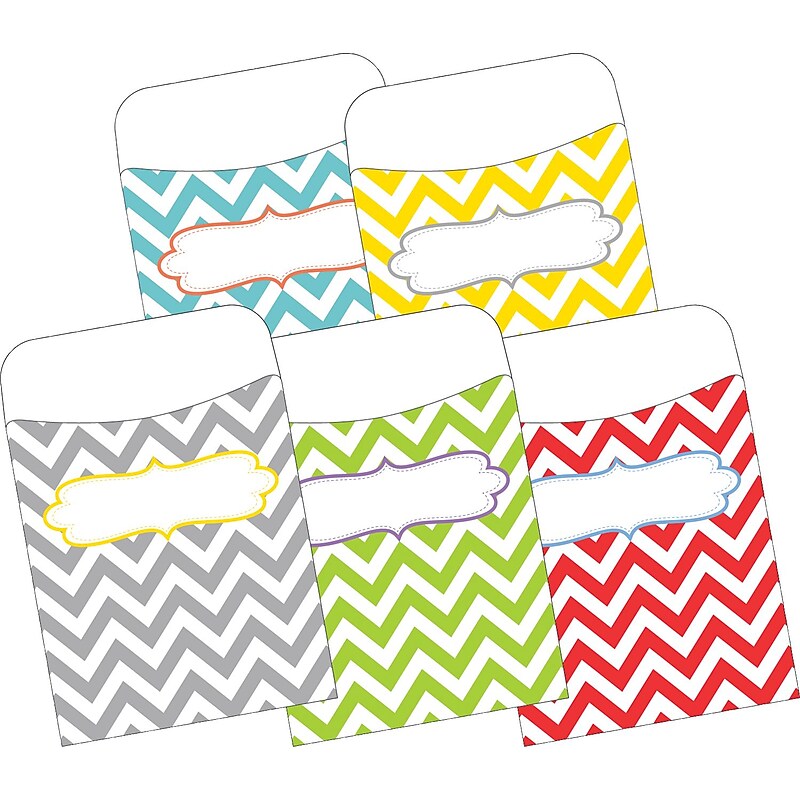 Barker Creek Chevron Beautiful Peel & Stick Library Pockets, 5.125" x 3.5", 30/Pack (LL1231) image 1