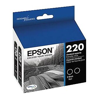 Epson T220 Black Standard Yield Ink Cartridge, 2/Pack (T220120-D2)