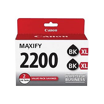 Canon 2200 XL, Black High Yield Ink Cartridge, 2/Pack (9255B006)