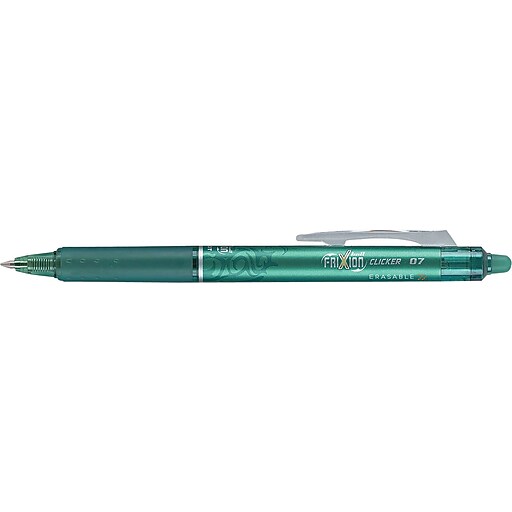 Pilot FriXion Clicker Erasable Gel Ink Retractable Pen Green Ink .7mm Dozen 