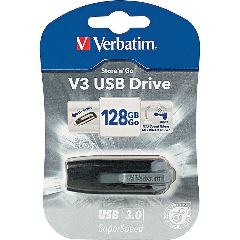 Verbatim Store 'n' Go V3 128GB USB 3.0 Type A Flash Drive, Black (VER49189) image 1