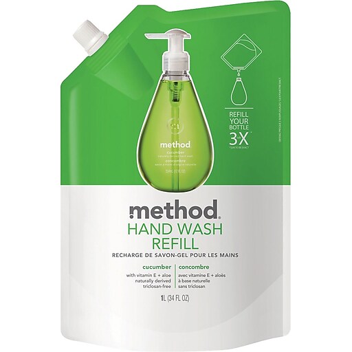 Method® Gel Handwash Refill, Cucumber, 34 oz. Staples