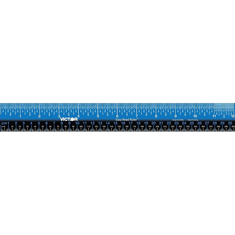 Victor Technology Easy Read Stainless Steel Ruler, Standard/Metric, 12", Blue image 1