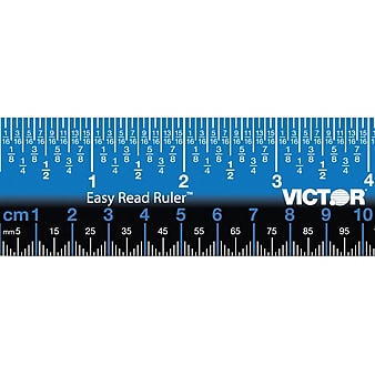 Victor Technology Easy Read Stainless Steel Ruler, Standard/Metric, 12", Blue