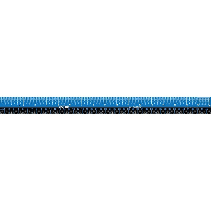 Victor Technology Easy Read Stainless Steel Ruler, Standard/Metric, 18", Blue image 1