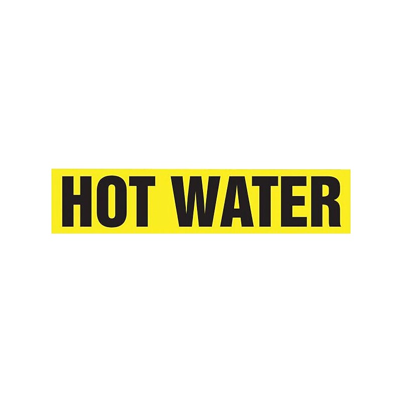 Accuform HOT WATER Snap Tite Stock Pipe Marker For 2 1/4" - 3"Dia. Pipe, Black/Yellow (RPK423STC) image 1