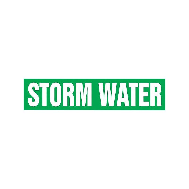 Accuform STORM WATER Self Stick Stock Pipe Marker For 1 1/2" - 2"Dia. Pipe, White/Green (RPK677SSB) image 1