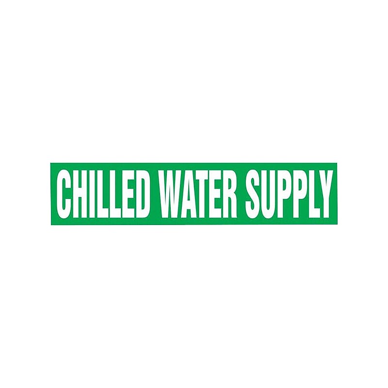 Accuform CHILLED WATER SUPPLY Self Stick Stock Pipe Marker For 2 1/2"-6"Dia. Pipe, WHT/Green (RPK203SSD) image 1