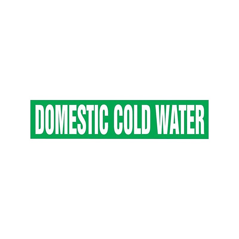 Accuform DOMESTIC COLD WATER Self Stick Stock Pipe Marker For 2 1/2"-6"Dia. Pipe, White/Green (RPK271SSD) image 1