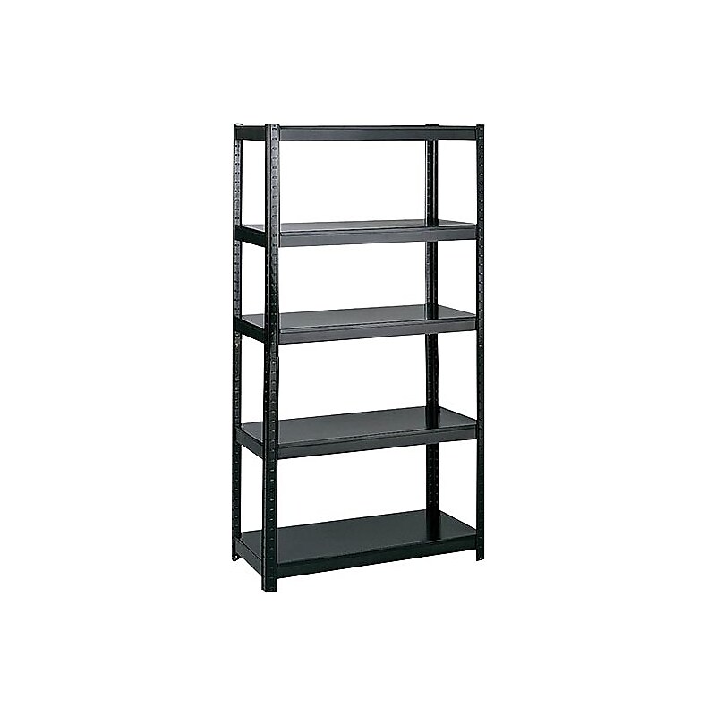 Safco 4-Shelf Powder-Coated Steel Stand Alone Shelving, 36", Black (5247BL) image 1