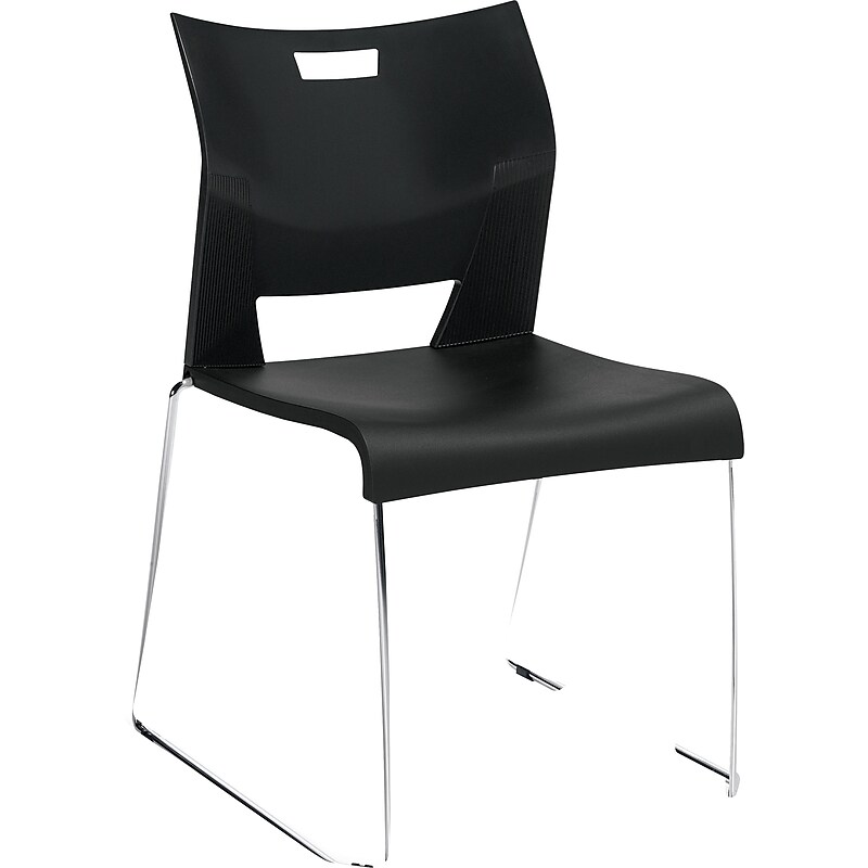 Global Duet Stacking Chairs Without Arms, Black, 4/Ct (TD6621CHBLK) image 1