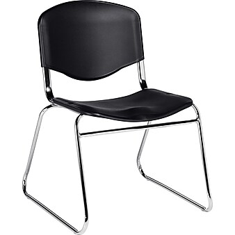 Offices To Go® Armless Stack Chair, Plastic, Black, Seat: 18"w x 18"D, Back: 18"W x 14"H, 2/Ct