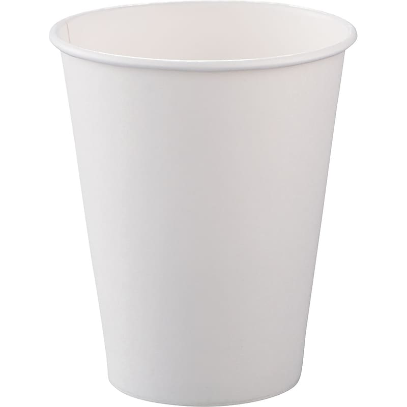 Solo Single-Sided Poly Paper Hot Cups, 8oz, White, 50/Bag, 20 Bags/Ct image 1