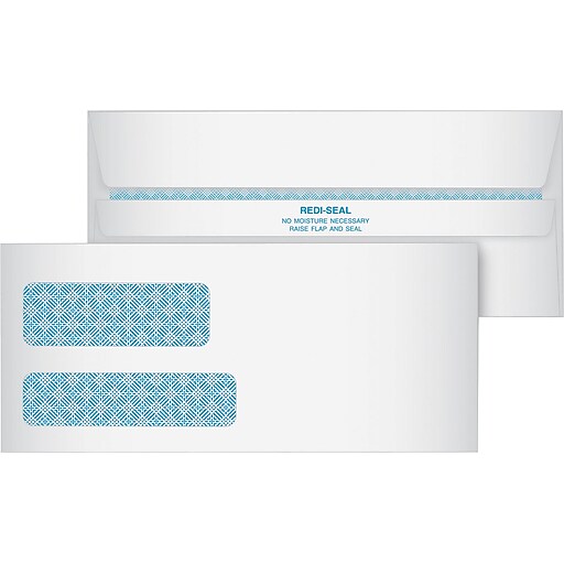RediSeal Envelope, Security, 9, Double Window, Contemporary, White
