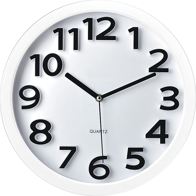 TEMPUS Wall Clock with Raised Numerals and Silent Sweep White Dial, Plastic, 13"(TC62127W) image 1