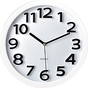 TEMPUS Wall Clock with Raised Numerals and Silent Sweep White Dial, Plastic, 13"(TC62127W)