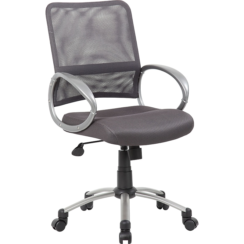 Boss Office Products Ergonomic Mesh Swivel Task Chair, Gray/Silver (B6416-CG) image 1