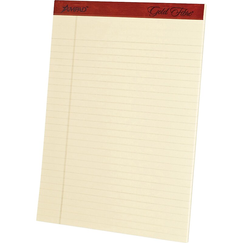 Pendaflex Gold Fibre Legal Rule Retro Writing Pads, 50 Sheet, 20 lb., 8.50" x 11.75", 4/Pack, Ivory Paper image 1