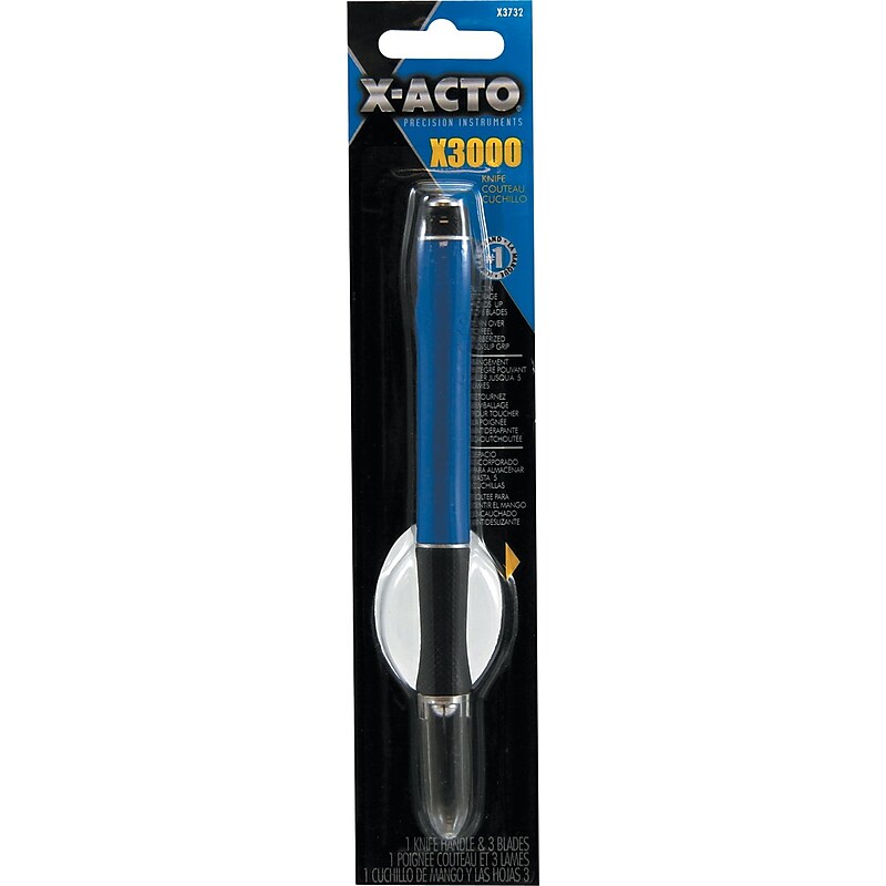 X-Acto® X3000® Plastic/Steel Rubber Barrel Hobby Knife W/Safety Cap/X-tra Blade Storage, Royal Blue image 1