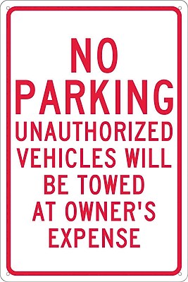 Parkverbotsschild 'No Parking Unauthorized Vehicles' – 30,5 X 45,7 Cm, Aluminium, Reflektierend, Wetterfest
