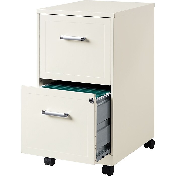 Hirsh Industries 2 Drawer Vertical Mobile File Cabinet Pearl White, Letter Size, 18''D (19634)