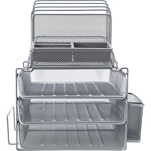 silver desk organizer