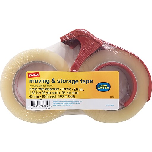 Staples® Long Lasting Storage Tape with Dispenser, 1.88" x 98 Yds