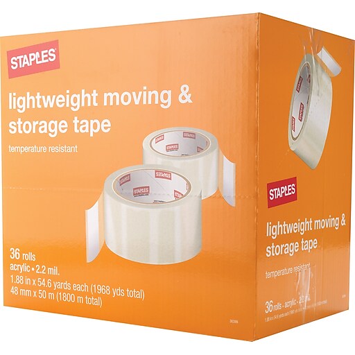 Staples Lightweight Moving and Storage Packing Tape, 1.88" x 54.6yds