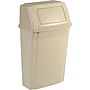 Rubbermaid Commercial Slim Jim Wall Mounted Plastic Trash Can w/Covered Top with Swing Door Lid, 15 Gallon, Beige (FG782200BEIG)~#|#~s0923441_sc7