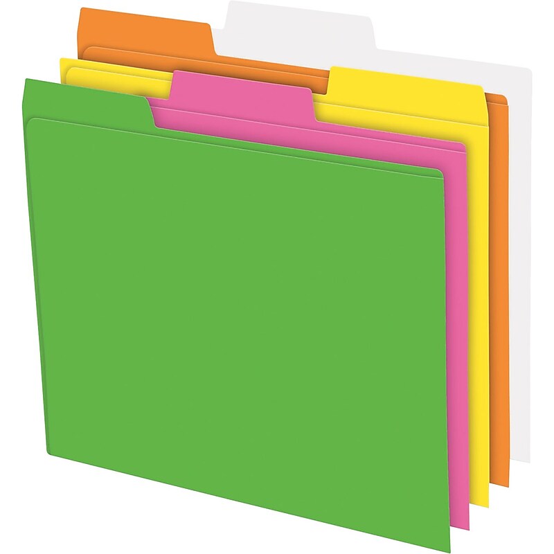 Pendaflex Glow Recycled File Folder, 1/3-Cut Tab, Assorted, Letter Size, Assorted Colors, 24/Box (40523) image 1