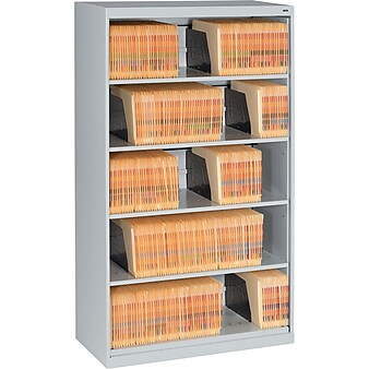 Tennsco Open Fixed Shelf Lateral File, Light Gray, 5-Shelf, 63 1/2"H