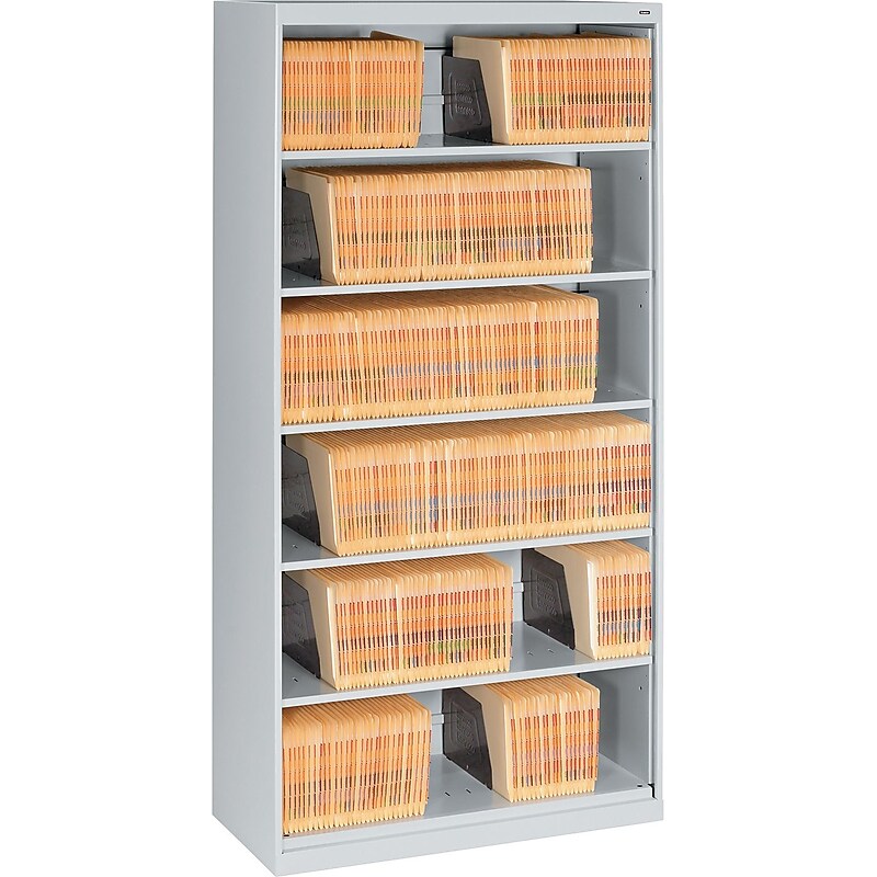 Tennsco Open Fixed Shelf Lateral File, Light Gray, 6-Shelf, 75 1/4"H image 1