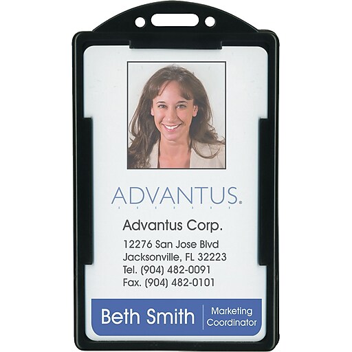 Advantus Vertical ID Badge Holders, Black, 25/Pack (75657) | Staples