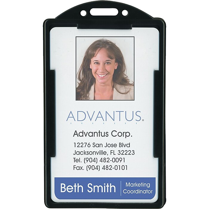 Advantus Vertical ID Badge Holders, Black, 25/Pack (75657) | Staples