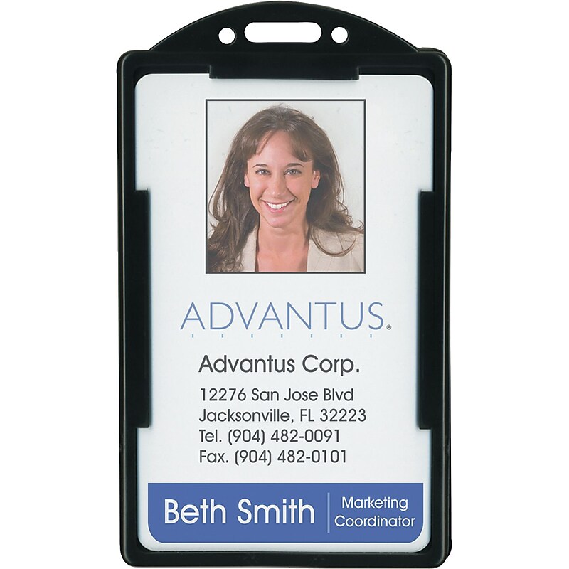 Advantus Vertical ID Card Holders, 2 1/8" x 3 3/8", Black, 25/Pack (75657) image 1