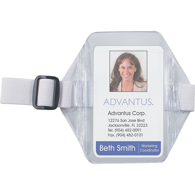 Vertical Arm Badge Holder, 2 1/2 x 3 1/2, Clear/white, 12 Per Box image 1