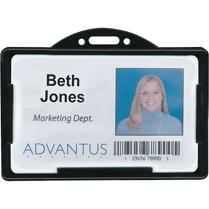 Advantus Horizontal ID Card Holders, 3 3/8 x 2 1/8, Black, 25/Pack (75656) image 1