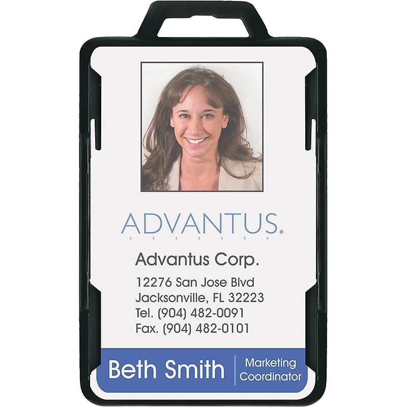 Secure-Two Card Rfid Blocking Badge, 3 3/8 x 2 1/8, Black, 20/Pk image 1