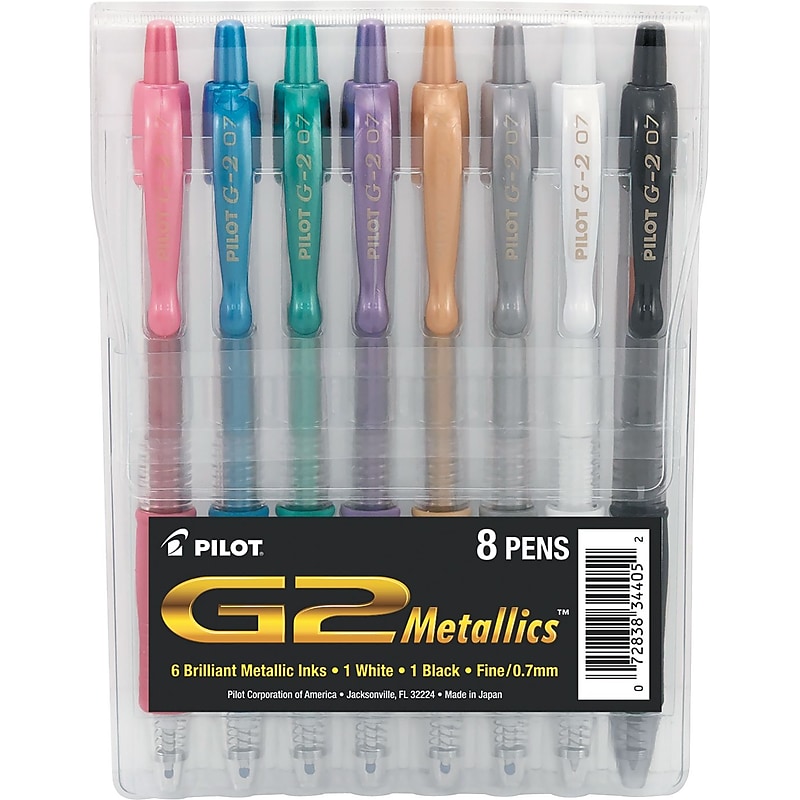 Pilot G2 Gel Pens, Fine Point, Assorted Metallic Ink, 8/Pack (PIL34405) image 1