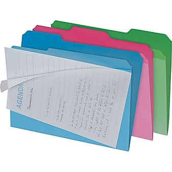 Find It Clear View Interior File Folders, 1/3 Cut Top Tab, Letter-Size, Assorted Colors, 6/Pack (IDEFT07187)