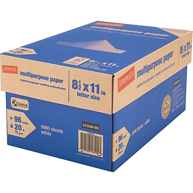 Staples® Multipurpose Paper, 8 1/2" x 11", Case