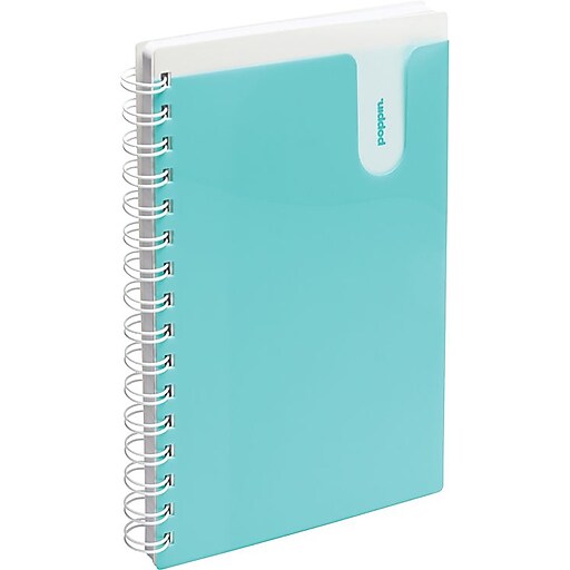 Poppin Medium Pocket Spiral Notebook, Aqua (101351) Staples