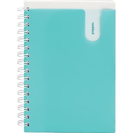 Poppin Medium Pocket Spiral Notebook, Aqua (101351) Staples