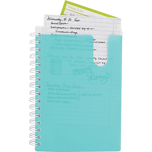 Poppin Medium Pocket Spiral Notebook, Aqua (101351) Staples