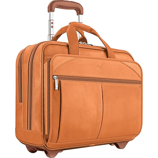 Solo Executive Leather Rolling Laptop Case , Tan (D5291) Staples