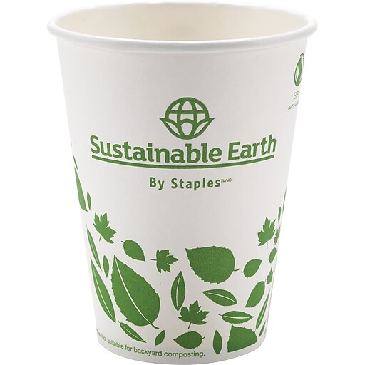 Sustainable Earth By Staples® Compostable Hot Cups, 12 oz., 50/Pack