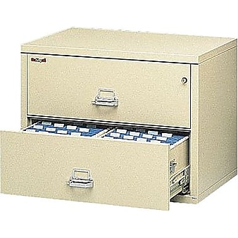 FireKing Classic 2-Drawer Lateral File Cabinet, Letter/Legal Size, Lockable, Fire Resistant, Parchment (23822CPA)